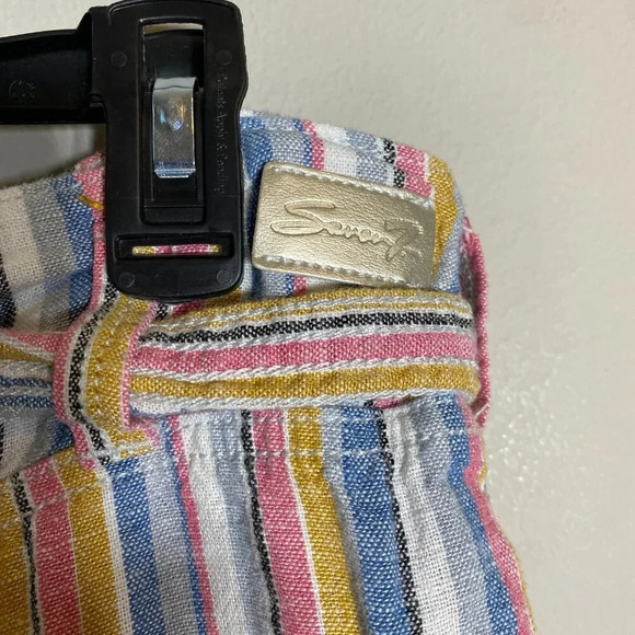 7 For All Mankind Striped Linen Wide Leg Pants Women's Size 10 Multicolor Ankle - Picture 12 of 16